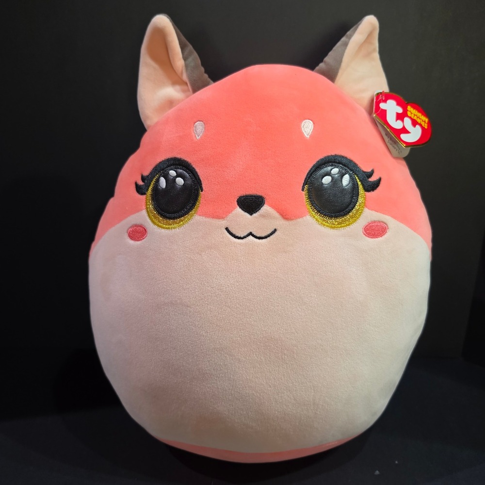 Ty Squish-A-Boos Roxie the Pink Fox 14" Large Cushion Pillow Plush NWT